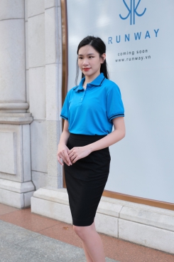 Đồng phục nhân viên cổ trụ màu xanh