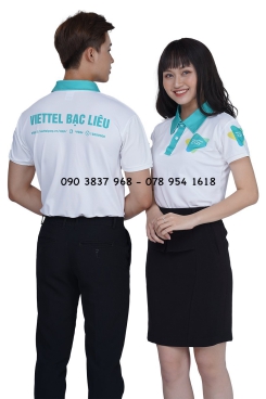Đồng phục nhân viên cổ trụ xanh